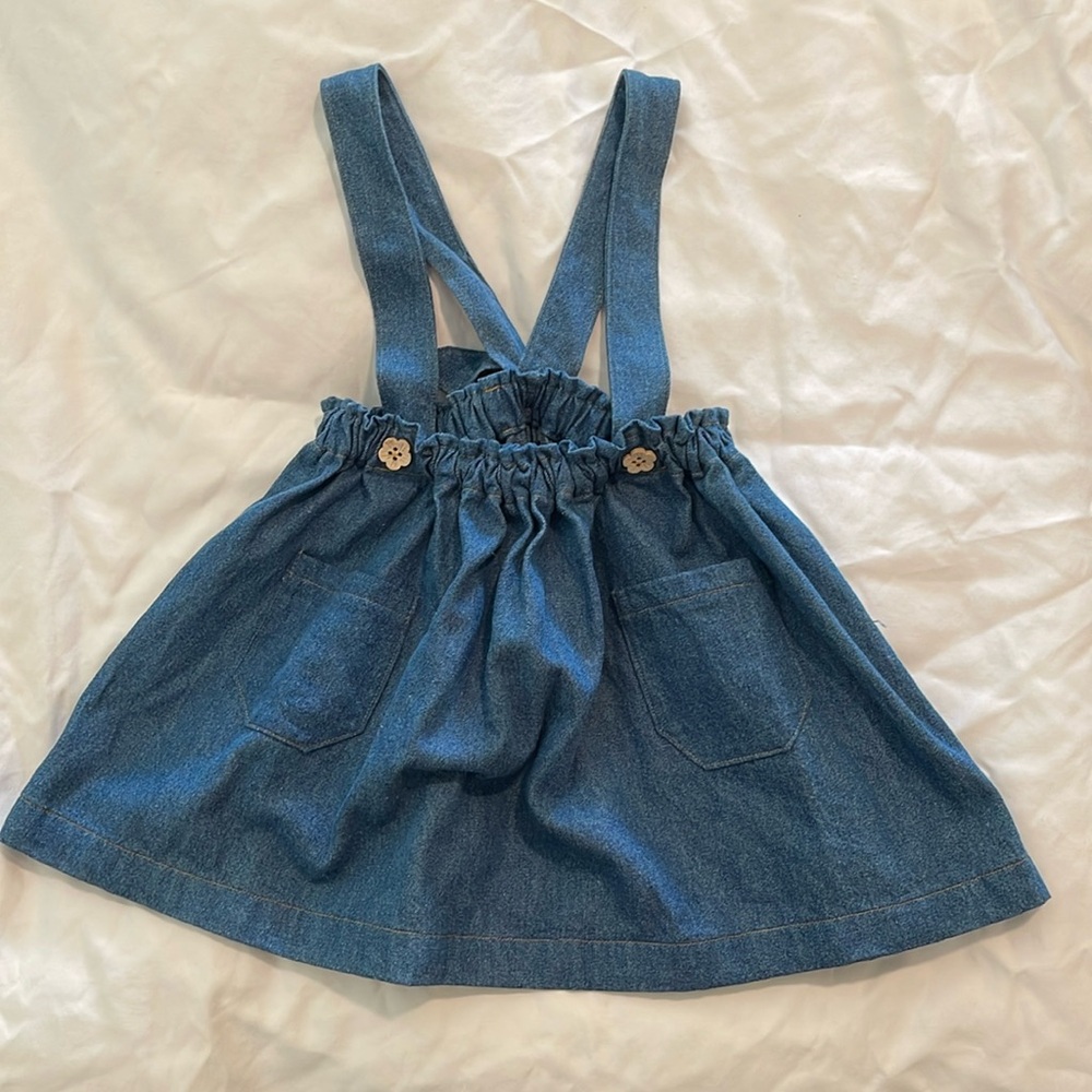 Toddler girl denim suspenders skirt 2T